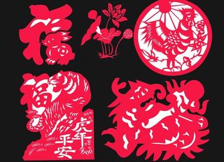 福字 金鸡 龙 虎 荷花图片