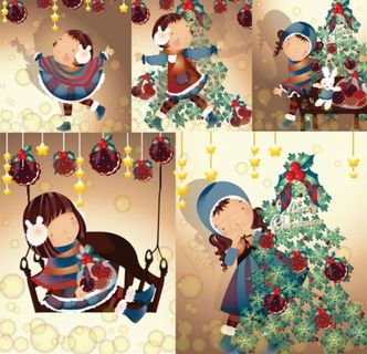 圣诞节卡通女孩矢量素材 圣诞节卡通女孩矢量素材