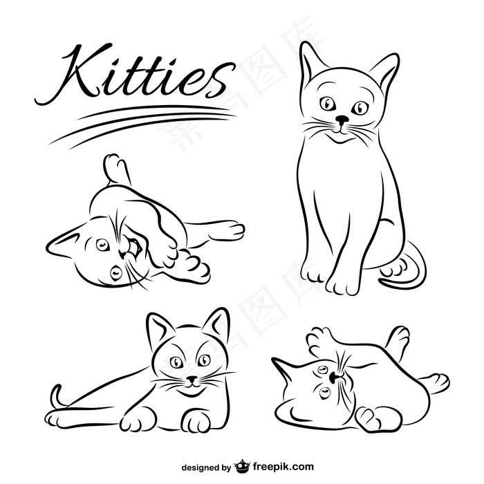 可爱卡通矢量猫