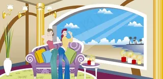 创意插画 时尚豪宅3 (ai 矢量...