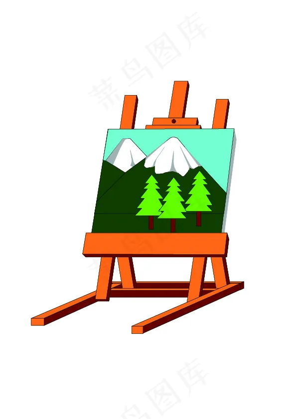 画架和小树 山ai矢量模版下载