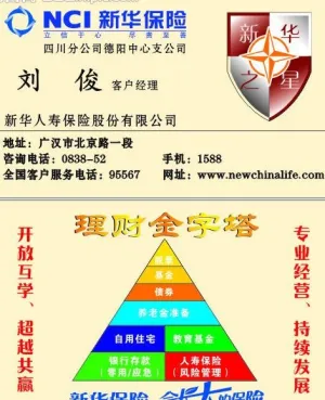 新华保险名片 人寿保险 名片卡图片