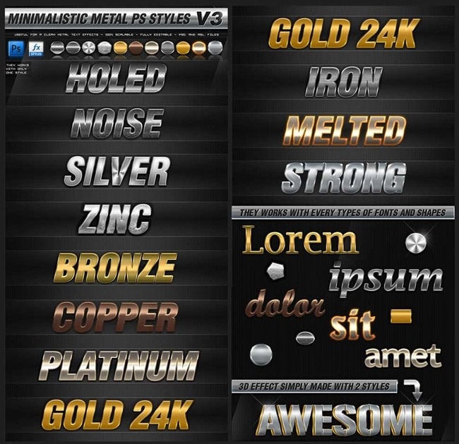 金属质感的黄金立体字样式(590X2212(DPI:72))psd模版下载