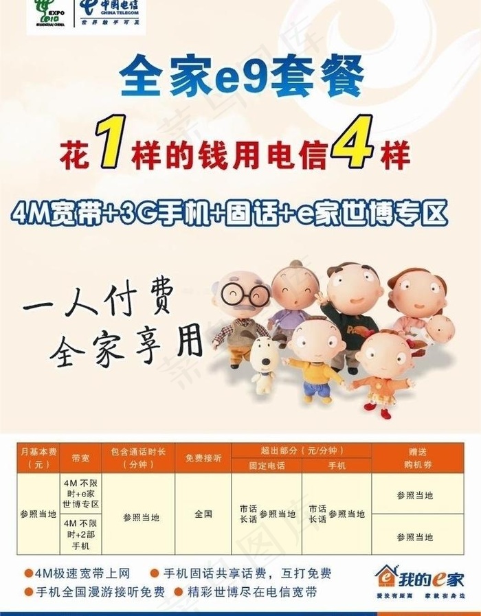 全家e9套餐图片cdr矢量模版下载