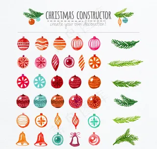 手绘圣诞元素素材