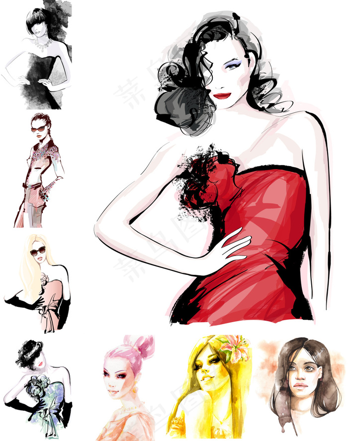 时尚美女插画矢量图