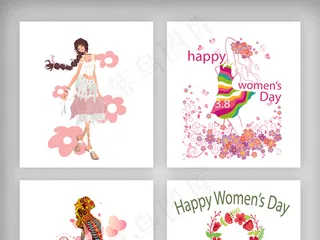 唯美清新38妇女节女王节素材