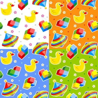 鸭子儿童玩具图案矢量图