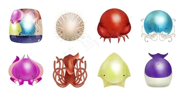 卡通海洋生物图标下载
