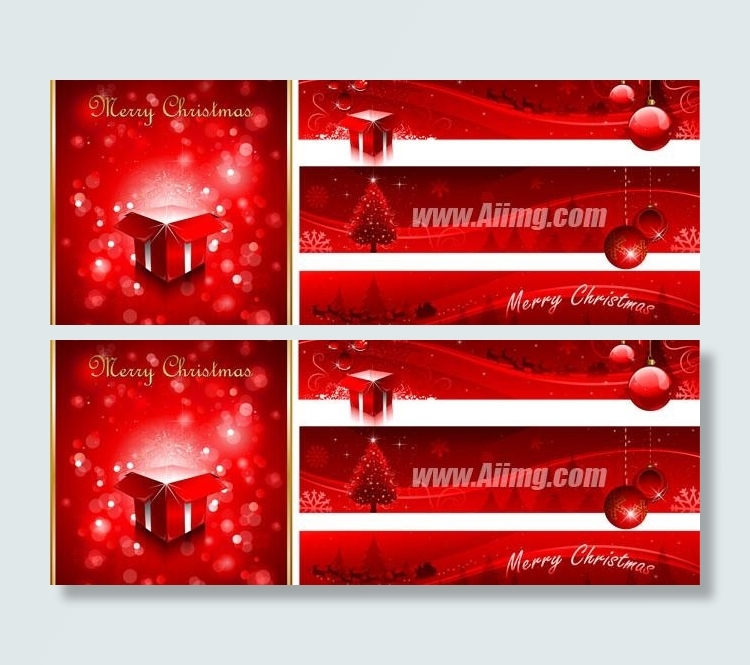 红色圣诞节Banner设计矢量素材