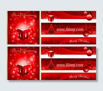 红色圣诞节Banner设计矢量素材