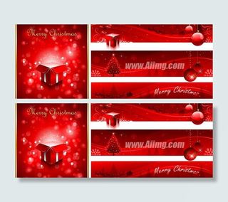 红色圣诞节Banner设计矢量素材