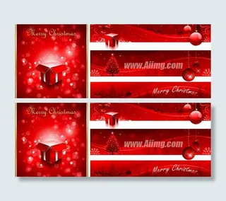 红色圣诞节Banner设计矢量素材