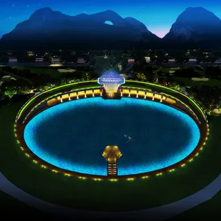 酒店水池夜景亮化效果图