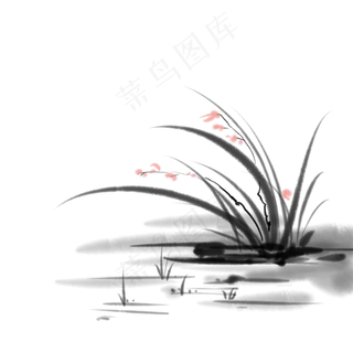 中国风水墨写意兰花,免抠元素