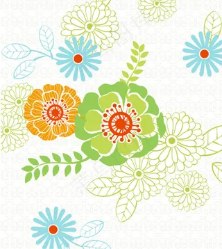 清新花卉花纹背景矢量素材