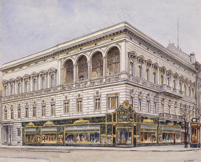 水彩建筑插画图片