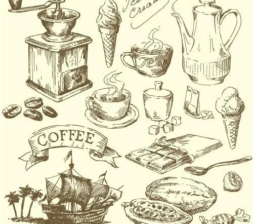 手绘食物图片eps,ai矢量模版下载