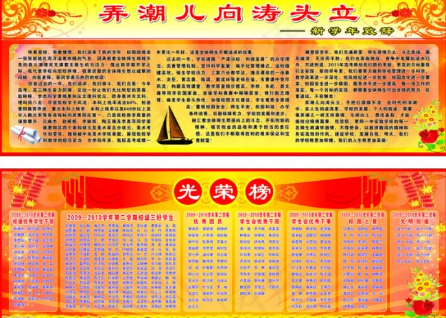 光荣榜展板素材下载cdr矢量模版下载