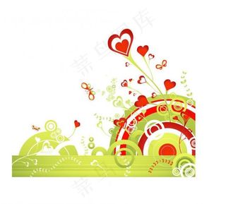 矢量心形花纹图图片