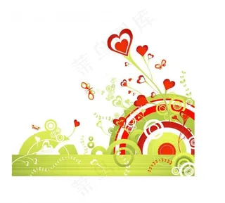 矢量心形花纹图图片