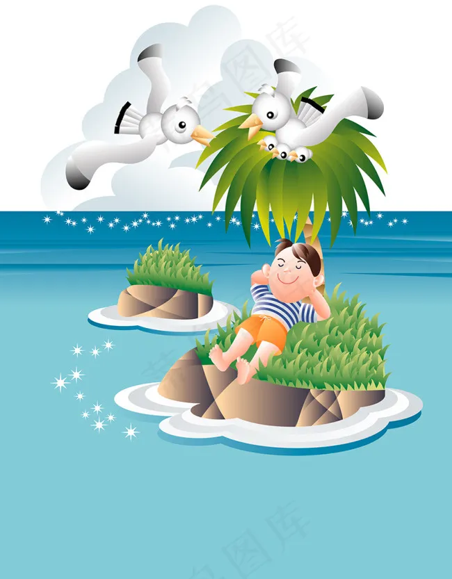 小島漂流eps,ai矢量模版下载