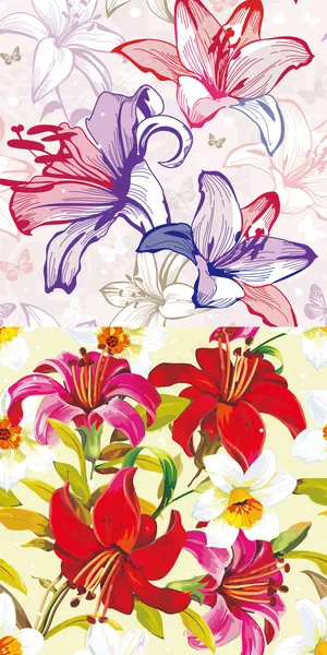 2017典雅百合繁花图案纹理矢量素...