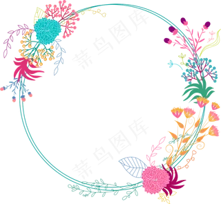 森女系小清新手绘花环png素材