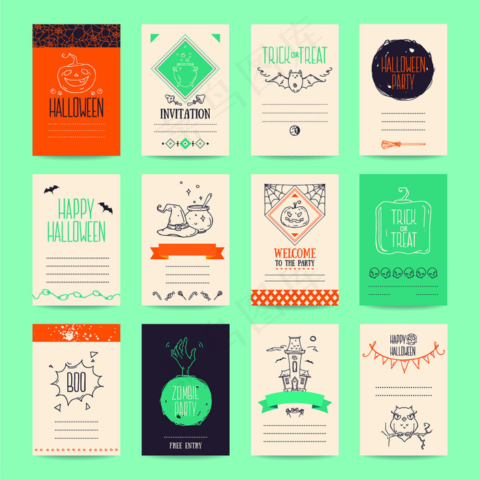 时尚手绘标签卡片矢量素材