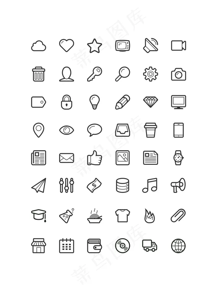 常用简易风线性app小图标icon