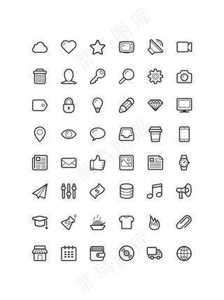 常用简易风线性app小图标icon