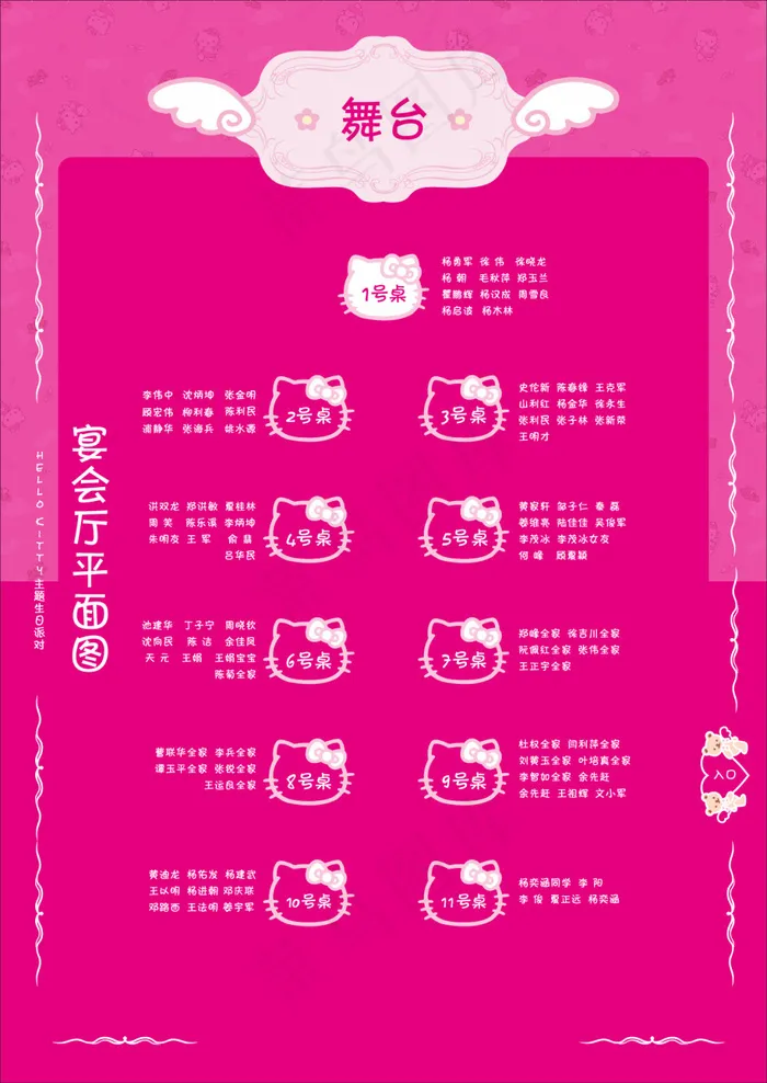 hello kitty 儿童生日宴...ai矢量模版下载