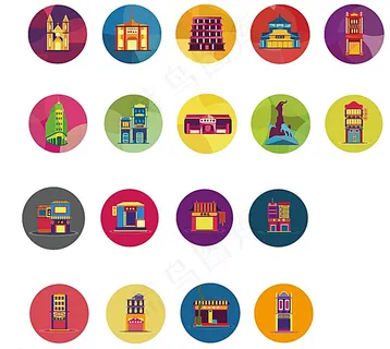 广州著名地标UI设计矢量图图片