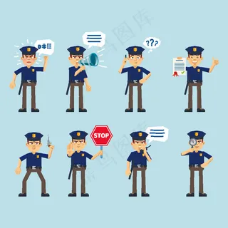 卡通警察军人人物形像EPS矢量素材