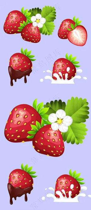 扁平化卡通草莓矢量素材