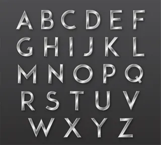 26个银色金属质感字母矢量图
