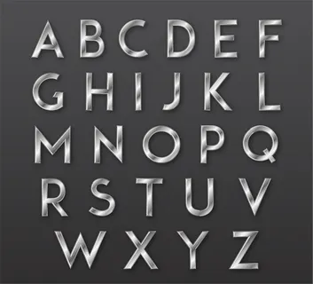 26个银色金属质感字母矢量图 26个银色金属质感字母矢量图