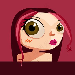 烈焰红唇 卡通人物设计 扁平化素材