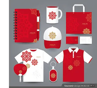 红色中式花纹图案