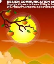 韩国枝头、九尾草上的中秋圆月AI源码矢量图67