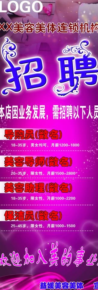 美容美体招聘展架图片
