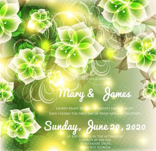 梦幻绿色花朵背景矢量素材