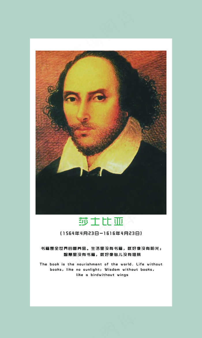 名人名言励志挂画之莎士比亚(3543X5906(DPI:300))psd模版下载