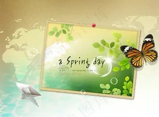 春天绿色背景素材模板下载