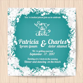 白色装饰花边婚礼邀请卡设计