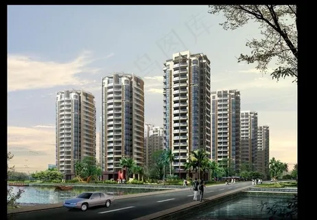 小区景观建筑效果图图片