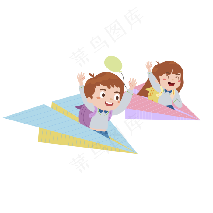 小清新乘坐纸飞机的俩个小学生可小清新乘坐纸飞机的俩个小学生可