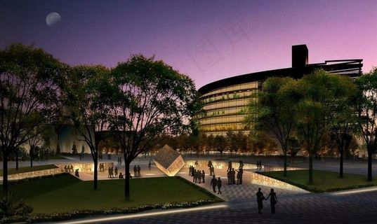 广场景观夜景效果图片