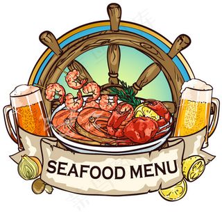 海鲜食物菜单设计矢量素材