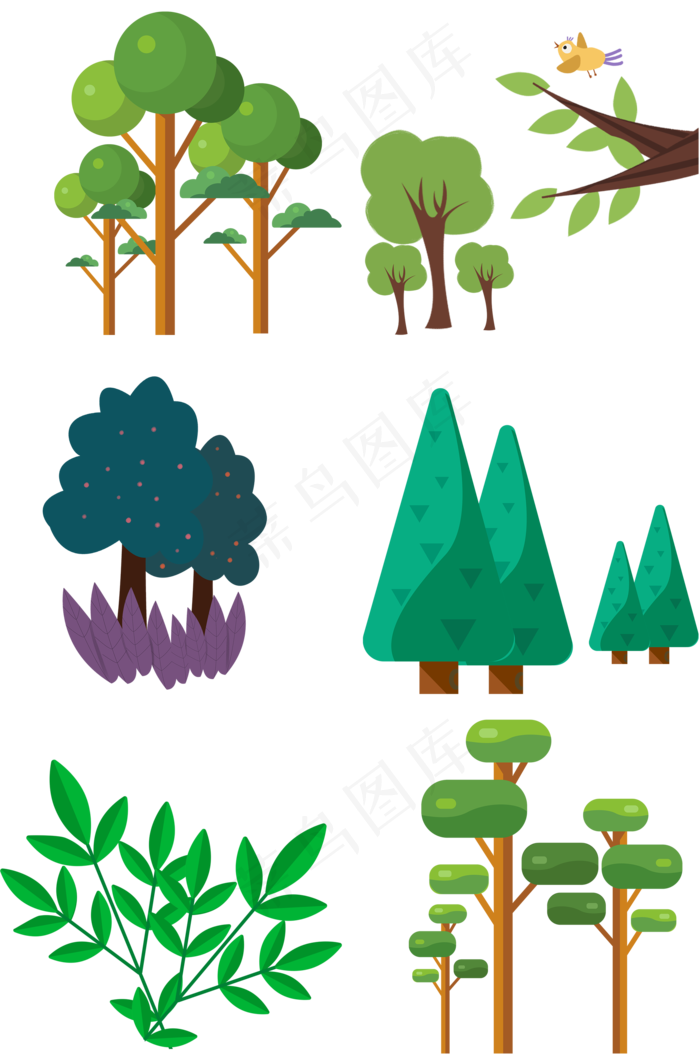 春天绿植大树绿叶草木合集